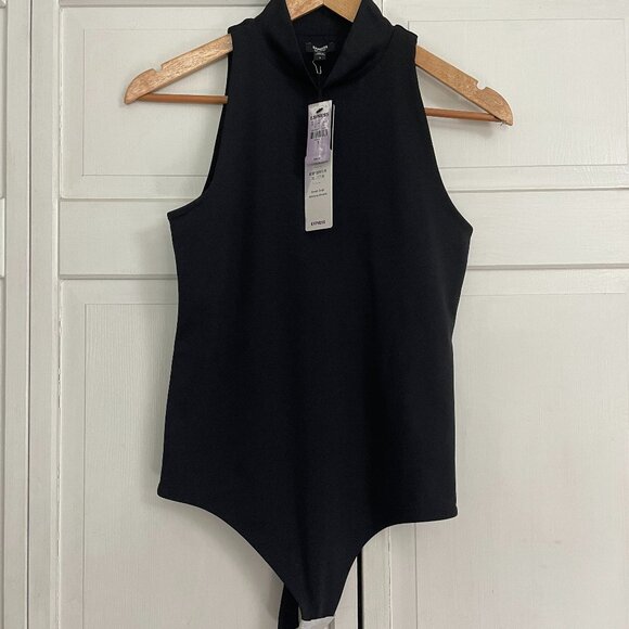 (NWT) Express Body Contour Black Thong Mock Neck Bodysuit - Picture 3 of 4
